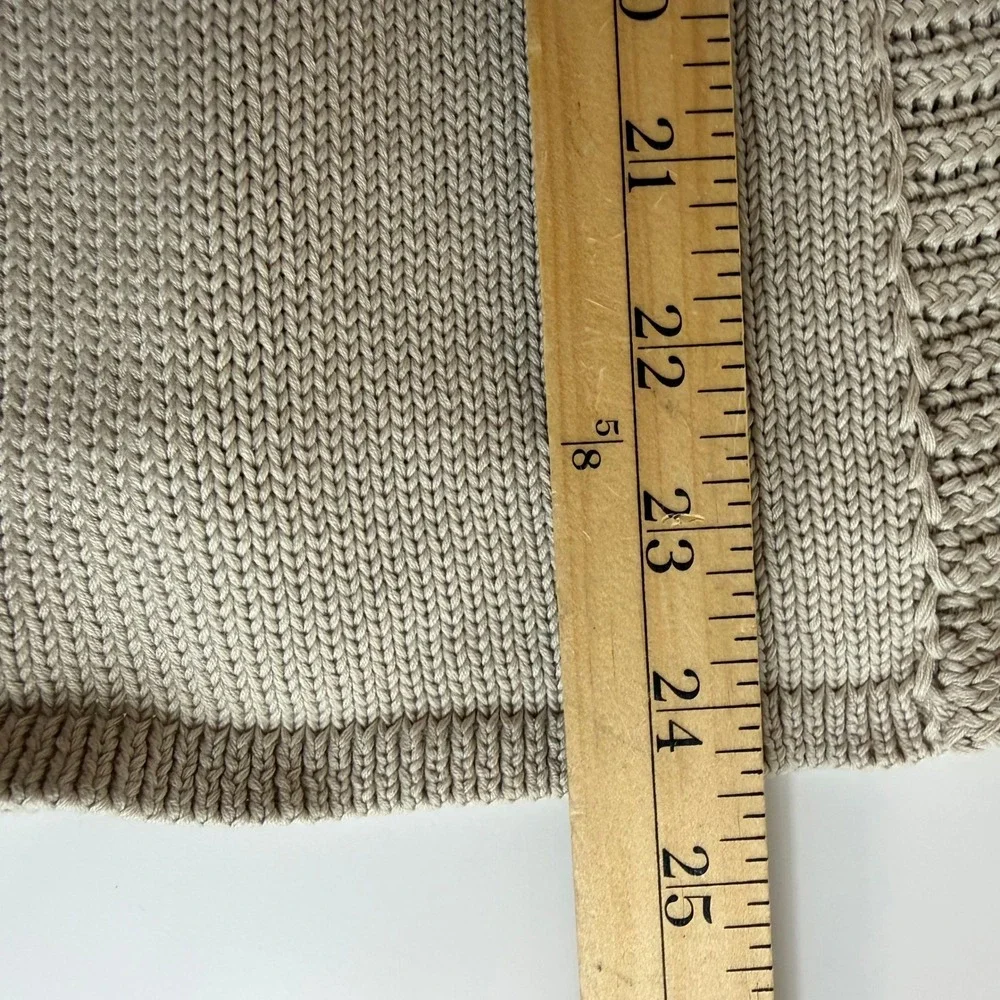 Elie Tahari Silk Cotton Open Front Cardigan Beige Braided Cable Knit Coastal M